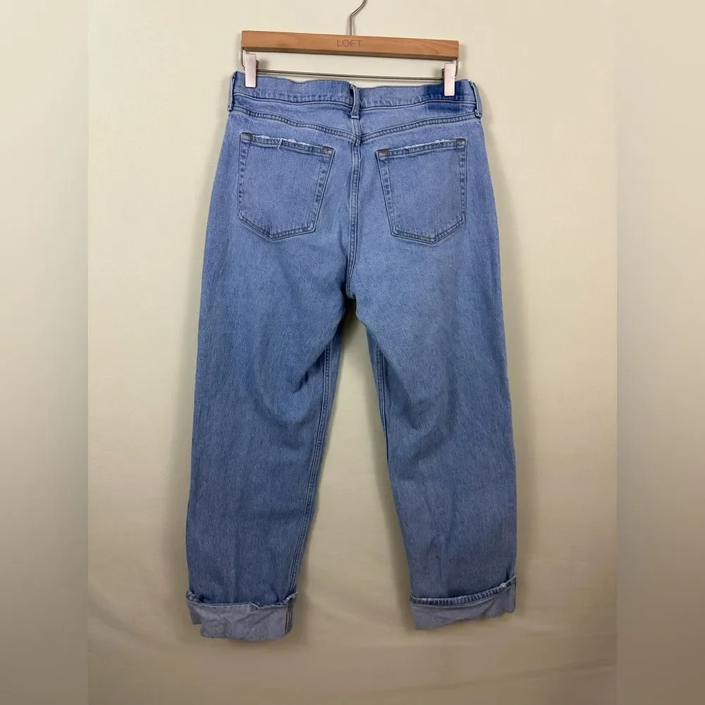 Abercrombie & Fitch The Baggy Low Rise Jeans Cuffed Hem Medium Wash - Picture 2 of 7